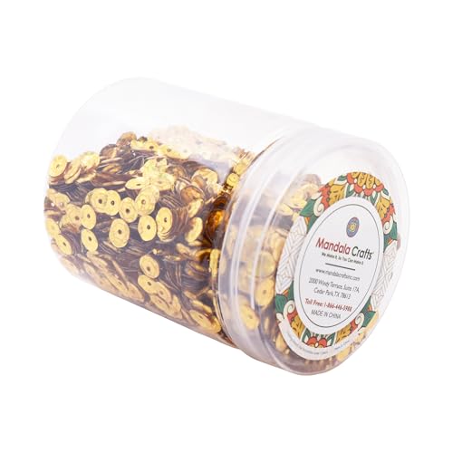 Mandala Crafts 6mm Cup Round Holographic Gold Sequins for Sewing Embroidery - color: Holographic Gold, size: 6mm Cup Sequins