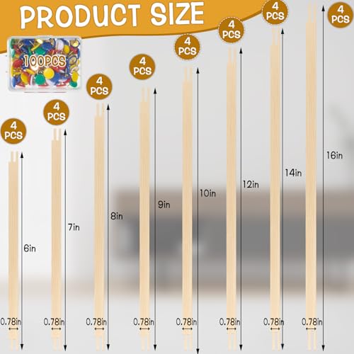 Foxtell 16 Sets Needlepoint Stretcher Bar Set, 8 Sizes Stretcher Bars for Needlework Art Supplies Wooden Canvas Stretcher Bar Set with 100 Pins Regular Stretcher Bars for Needlepoint Frame Set