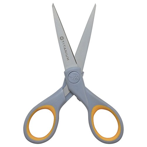 Westcott 13525 5-Inch Pointed Titanium-Bonded Crafting Scissors with Soft Handles, Gray/Yellow - style: Single (5 inch)