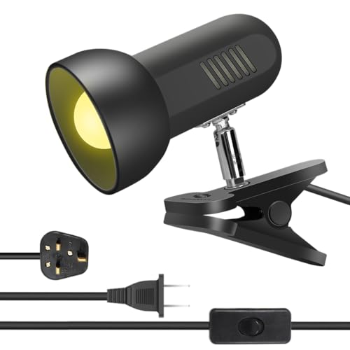 RONG&LAN Clip lamp,360° Rotation Clip on Lamp Portable Book Reading Light,Clamp on Desk/Table/Bunk Bed/Cupboard Home Lighting, (Desk lamp,Seven Colors for Your Choice) (Black.R-86) - color: Black
