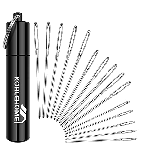 15 Pcs Yarn Needles for Crochet Finishing, Large Eye Blunt Tapestry Darning Needles with 6063 Anodized Aluminum Storage Tube, 3 Sizes Weaving Needles for Amigurumi, Knitting & Beginners