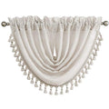 Linen Waterfall Valance with White GEO Embroidery Semi Sheer, 56"x38"x1 - color: Linen (Embroidered), size: 56"W x 38"L (Pack of 1)