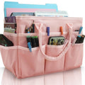 Cupohus Craft Organizer Bag, Pink Art Supply Tote with Multiple Pockets - color: Pink