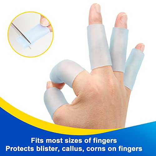 Sumifun Gel Finger Protector, 8 Pcs Silicone Finger Sleeves for Corns, Fingernails Loss, Friction Pain Relief, Blue - color: Blue
