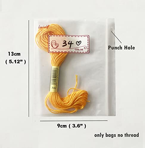 Embroidery Threads Cross Stitch Floss Bag Organizer 5.12 x 3.6 inch - 200 Pack with 4 Rings - color: 200 pack