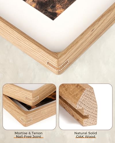 RICHFOCUS 4x6 Picture Frame USA-Sourced Natural Oak Solid Wood Photo Frame Handcrafted Rounded Corner Wooden Frame with Real Glass Display Photos 3x5 with Mat or 4x6 Without Mat - color: Oak, size: 4x6-1PC