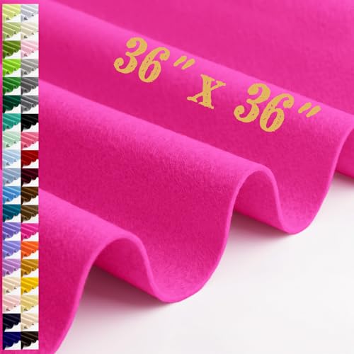 Large Felt Fabric Sheet 36 x 36 Inch, 1.6mm Thick (Fuchsia) - color: Fuchsia