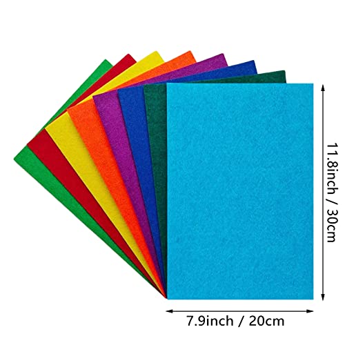 Jtnohx Stiff Felt, 2mm Thick Felt Sheets for Crafts, 8"x12" Hard Felt Fabric Squares 8Pcs for DIY Projects (Rainbow Color Series) - color: Rainbow Color Series