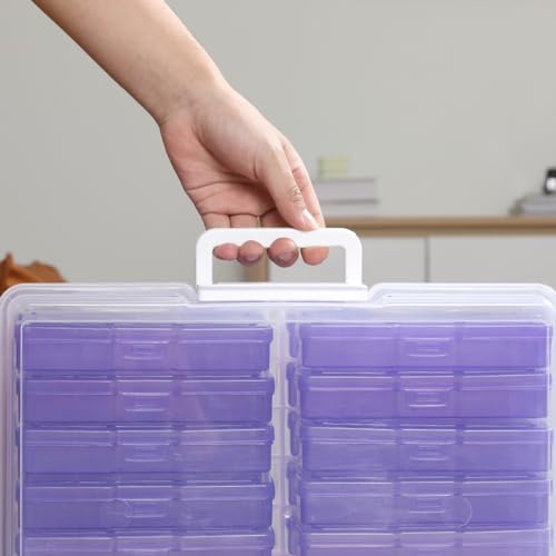 4"x6" Plastic Photo Storage Case with Purple 16 Inner Containers - color: Gradation Purple
