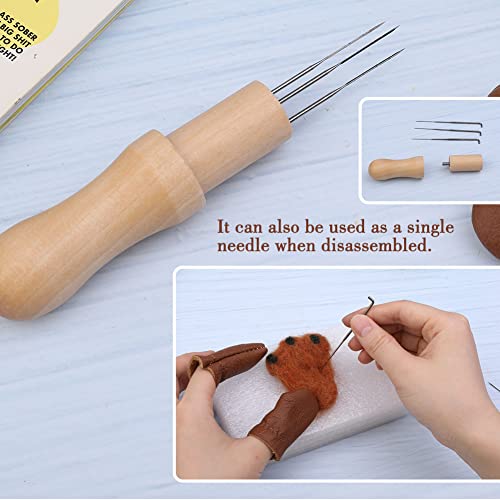 Mayboos Needle Felting Needles, 3 Needles with Wooden Holder - color: 3 PCS