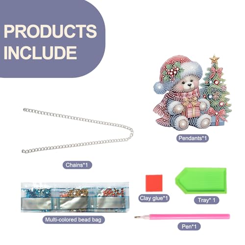 TDFERAN DIY 5D Diamond Painting Kits Hanging Sign 12x20cm Christmas Wall Art Sign Diamond Art Suncatcher Window Hanging Ornament Window Pendants Home Garden Wall Door Paint with Diamonds Wreath Bear - color: White Bear Ornament