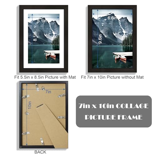 Hongkee 7x10 Frame with Real Glass - Display 5.5 x 8.5 Diploma Frame with Mat or 7 x 10 without Mat, Photo Frame for Wall or Table Top Display(Black, 3 Pack) - color: Black, size: 7x10 in
