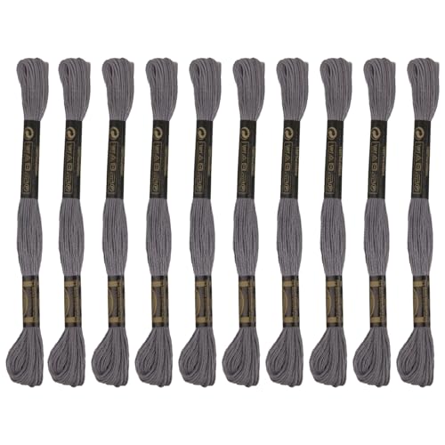 12 Skeins Embroidery Cotton Floss of 9yds for DIY Embroidery, Dark Grey - color: Dark Grey
