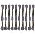 12 Skeins Embroidery Cotton Floss of 9yds for DIY Embroidery, Dark Grey - color: Dark Grey