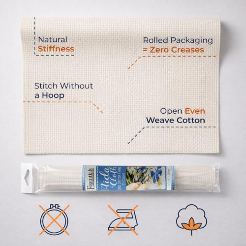 11 Count Aida Cloth Cross Stitch Fabric 15X18 Cream Embroidery Supplies