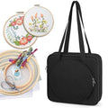 FINPAC Embroidery Bag, Cross Stitch Storage, Square Quilted Tote Organizer - color: Black