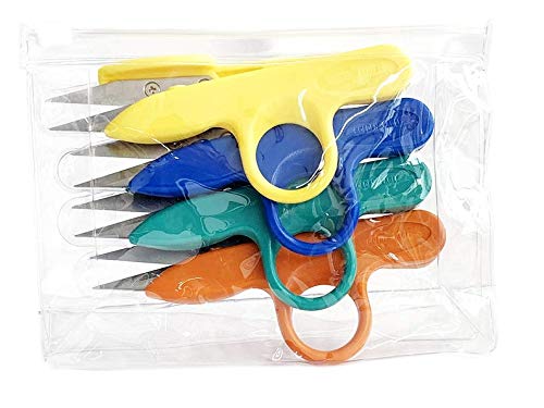 Golden Eagle Right/Left Craft Sewing Pruning Thread Scissors in Soft Vinyl Pouch 4pcs a Pack (4pcs Yellow) - color: 4pcs Yellow