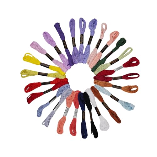 Friendship Bracelet String 24 Rainbow Color Skeins, Embroidery Floss Cross Stitch Embroidery Thread Floss Bracelet Making Yarn, Craft Floss - color: 24 Color