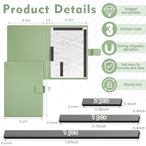 Flutesan 1 Pcs Knitting Pattern Holder, Fold up Cross Stitch Knitting Chart Keeper with Replacement Magnets, Magnetic Cross Stitch Accessories (Folded Size 6.1 x 9 Inch,Sage Green) - color: Sage Green, size: Folded Size 6.1 x 9 Inch