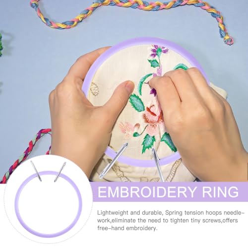 Homoyoyo 5.31 Inch Embroidery Hoop Plastic Stainless Steel Cross Stitch Ring with Adjustable Tension Non-Slip Needlework Frame for Sewing DIY Crafts Wall Decor Beginners