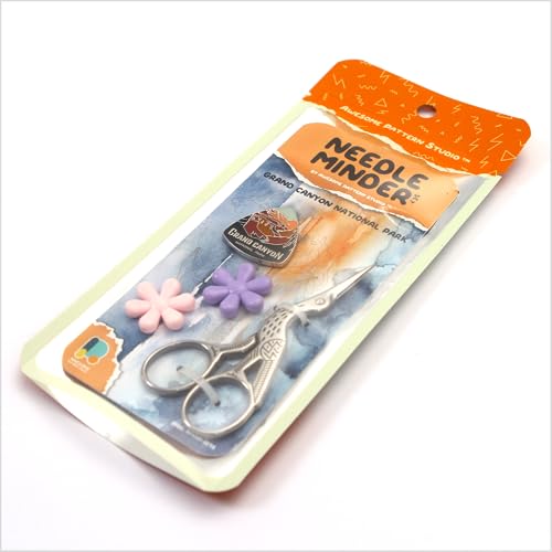 Awesome Pattern Studio Needle Minder Set - Grand Canyon National Park Magnetic Needle Minder + 2 Needle Threaders + Crane Scissors. Enamel Pin for Cross Stitch, Embroidery and Craft - size: Grand Canyon Classic Design - SET #2