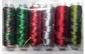Sue Spargo Lustrous Razzle Rayon Thread, Size #8 - Set of Six 50yd Spools for Embroidery & Embellishment (Merry)