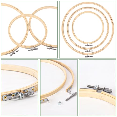 Geytetqi 30 PCS Embroidery Hoop, 10 inch & 8 inch & 6 inch Natural Bamboo Cross Stitch Ring Hoops, Versatile and Durable for Art, Craft, and Needlework