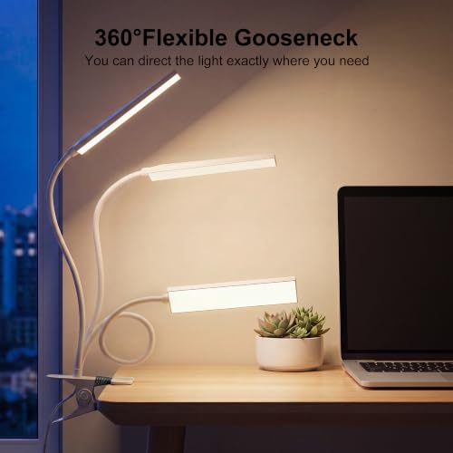 Vansuny Clip on LED Desk Lamp, Eye-Caring USB Reading Light for Home Office - color: White