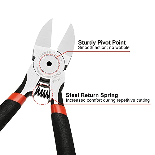 BOENFU Wire Cutters Heavy Duty 5 Pack Side Cutters 6 Inches Wire Snips Flush Cut Pliers Metal Cutting Tool for Crafting, Floral, Artificial Flowers, Chicken Wire, Electrical - color: 6 Inches - 5 Pack - Black Handle