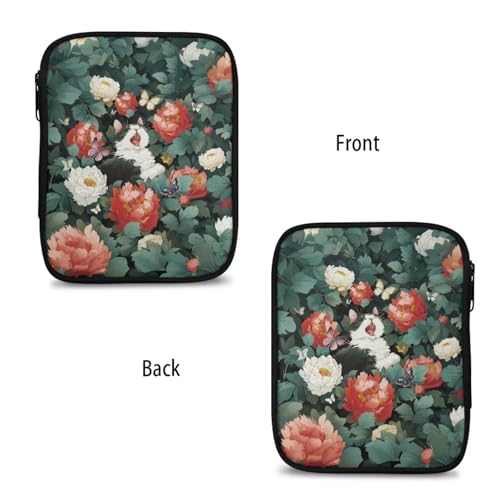 Kathyboom Cat Flower Large Capacity Crochet Hook Case, Organizer Zipper Bag with Web Pockets for Various Crochet Needles and Knitting Accessories,Easy to Carry - color: Cat Flower