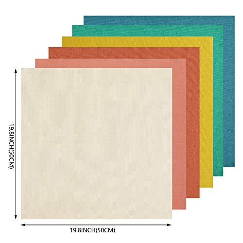 Embroidery Fabric-6 Pcs 6 Solid Colors Linen Needlework Fabric Cross Stitch Cloth for DIY Art Craft Handwork … - size: 19.7*19.7 inch