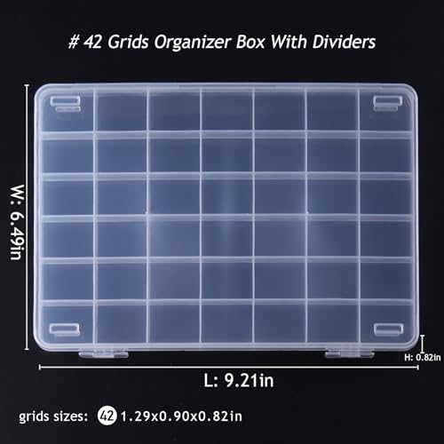 42 Grids Clear Plastic Beads Gems Organizer Box With Dividers