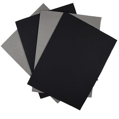 KCS 4 pc of 12" x 18" (30cmx45cm) 14CT Counted Cotton Aida Cloth Cross Stitch Fabric (Dark Grey+Black) - color: Dark Grey+black