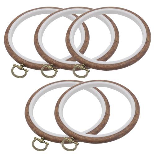 Joyangy 5-Pack 5 Inch Imitation Wood Embroidery Hoops for Cross Stitch - size: 5inch