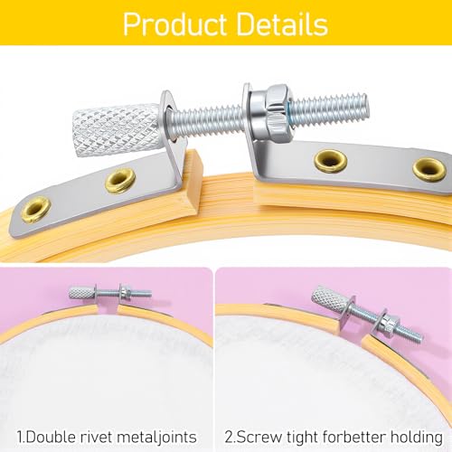 Bamboo Embroidery Hoop Set 3-Pack, Non-Slip 4/5/6 Inch for Cross Stitch