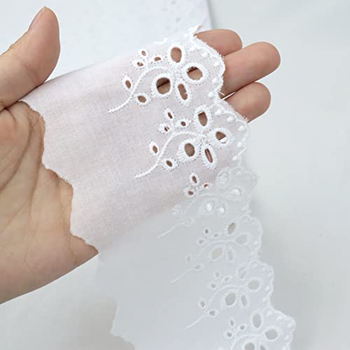 Eyelet Lace Trim 7 Yards White Cotton Lace Ribbon Embroidery Embroidery Scalloped Lace for Sewing, Baby Clothes, Pets Clothes… - color: 2#