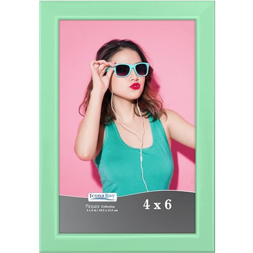 Icona Bay 4x6 Picture Frame, Pastel Green Solid Wood Scandinavian Style Frame for Photo, Pizzazz Collection - color: Pastel Green, size: 4x6