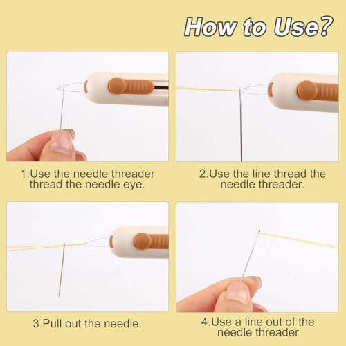 Automatic Needle Threaders Seam Ripper, Upgraded 3 in 1 Sewing Needle Threader Tool, 2Pcs Stretchable Quick Seam Rippers with Needle Storage for Hand Quilling, Embroidery Stitch Removal(Yellow) - color: Yellow