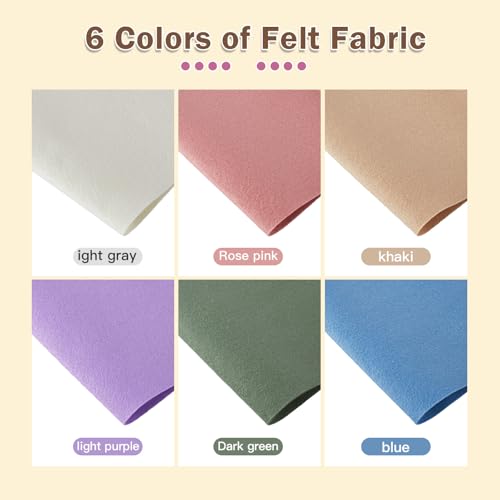 HaoFeiJH Felt Sheets - 6PCS Soft Felt Squares (8x12 A4), 1.5mm Thick, Ideal for Sewing, Patchwork, Decoration, Embroidering, DIY Craft - color: Multi Colorde-20