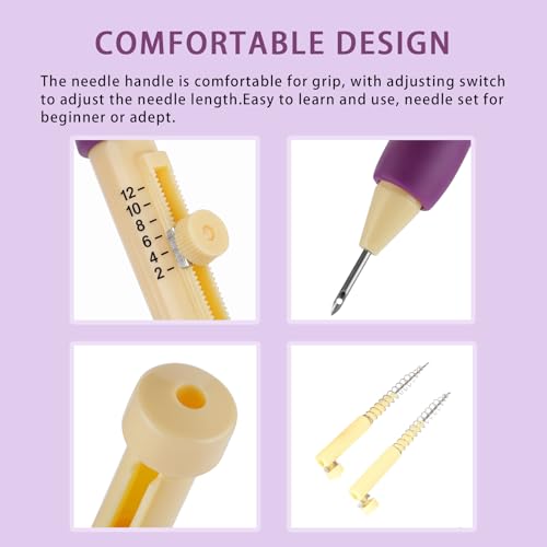 BAVLUD Punch Needle Embroidery Kit with 3 Different Sizes Punch Needle Pen and Comfort Grip Handle for DIY Craft Embroidery Cross Stitch and Rug Hooking Great Gift for Mothers and Handmade Lovers