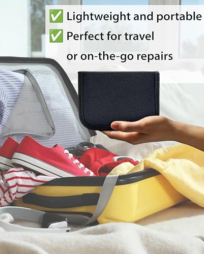 Vellostar Mini Hand Sewing Kit for Adults, Small Travel Case, 18 Threads - color: Mini Black