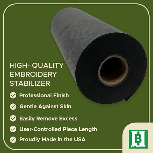 HBI Black Cut Away Embroidery Stabilizer Roll, 2.5 oz, 15 in x 25 yd - size: 15" x 25 Yd