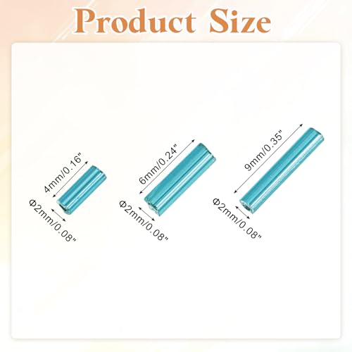 MECCANIXITY 2000pcs Glass Bugle Beads 4/6/9mm Long Tube Cylinder Beads - color: Lake Blue