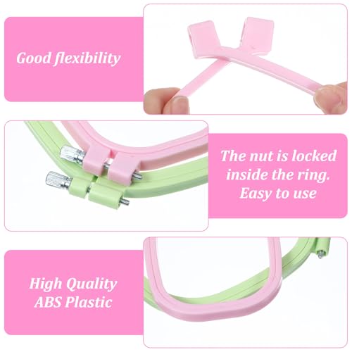 Nogeqi 2PCS Square Embroidery Hoop, Plastic Cross Stitch Hoop, Rectangle Embroidery Ring for Sewing Needlework Cross Stitch Projects (2 Size)