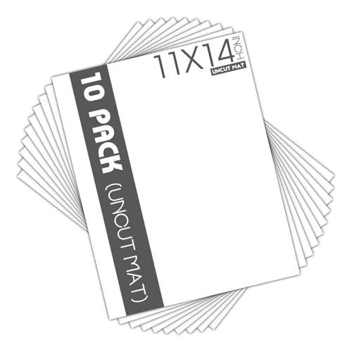Mat Board Center 10 Pack Uncut Mat Boards, 11x14 White Matboards - size: 11x14