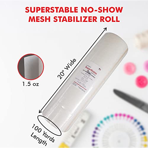 Superpunch No Show Mesh Stabilizer, 1.5 oz, White, 20 in x 100 yd - color: White, size: 20 inch x 100 yard roll