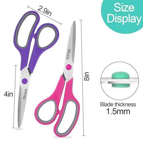 Scissors Set of 6 Pack, 8" All Purpose Sharp Shears for Everyday Use - color: Light Green 6 Pack