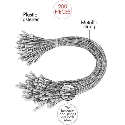 Christmas Tree Ornament String Hooks - Silver Easy Snap Ribbon 200 Pk - color: Silver