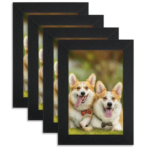 TOFOREVO 4x6 Picture Frames Set of 4, Black - color: Black Wood Grain, size: 4x6