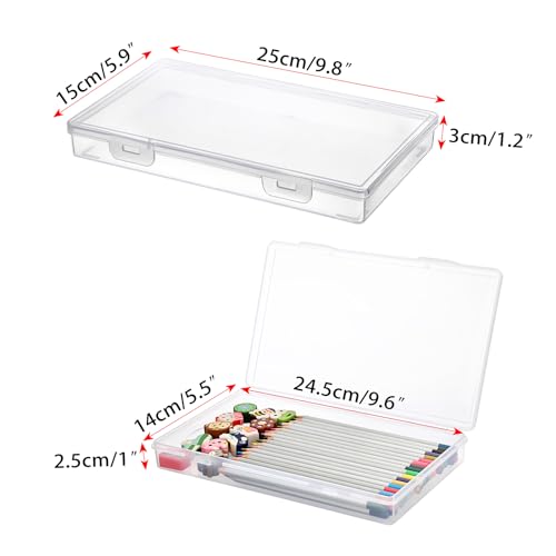 BTSKY Clear Plastic Storage Box with Flap Lid, 4 Pack - 9.8"x5.9"x1.2" - size: Medium Small-4 Pack